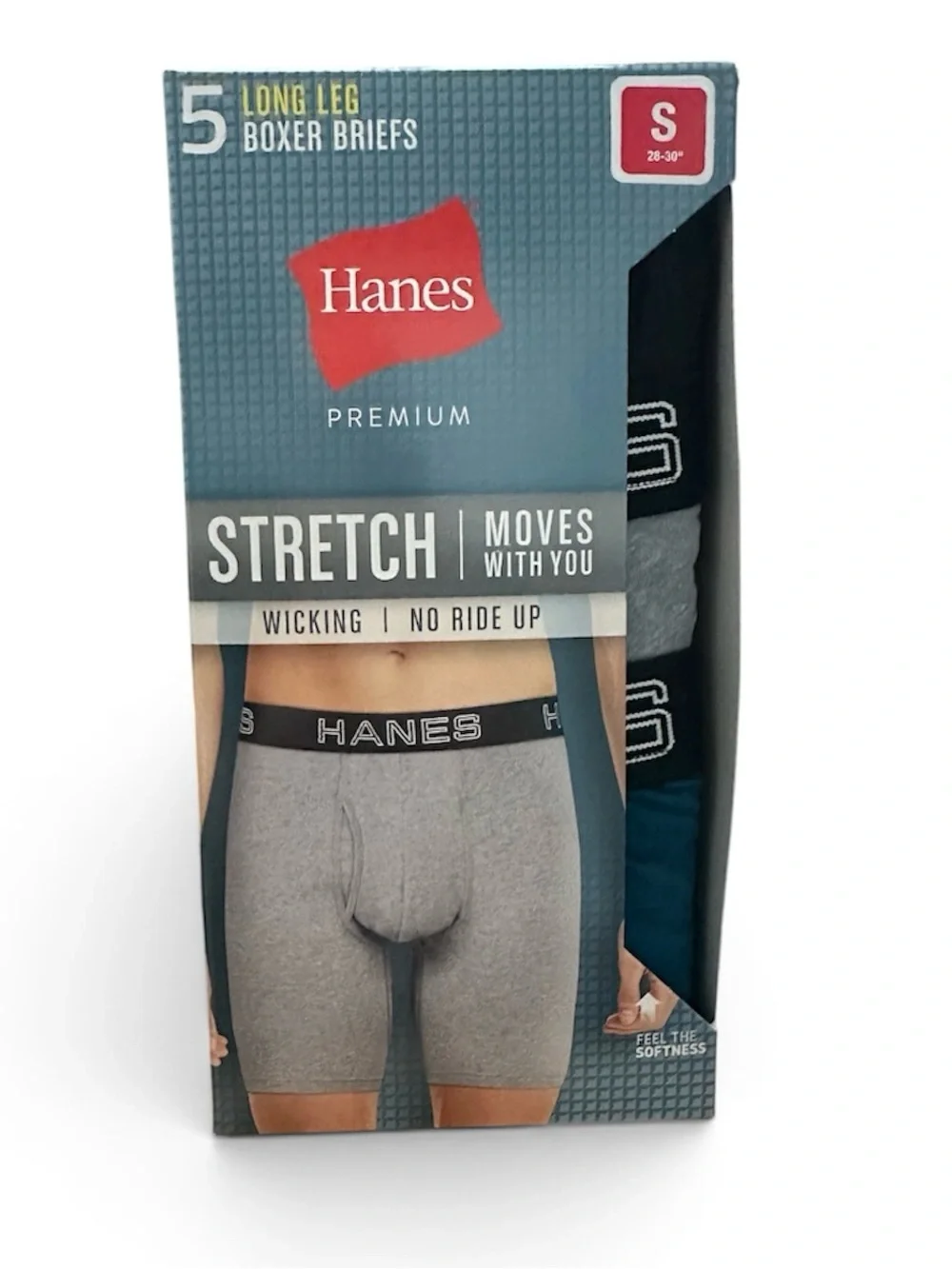 Hanes Premium Men's Stretch Long Leg Boxer Briefs 5-Pack Multi Color Size S NWT